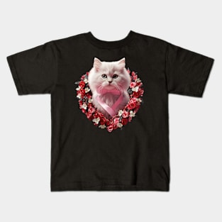 Valentines Cat Charm 5 Kids T-Shirt